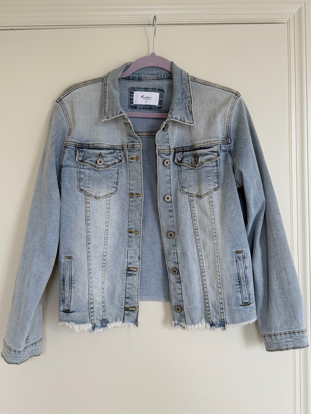 KanCan Light Blue Distressed Denim Jacket